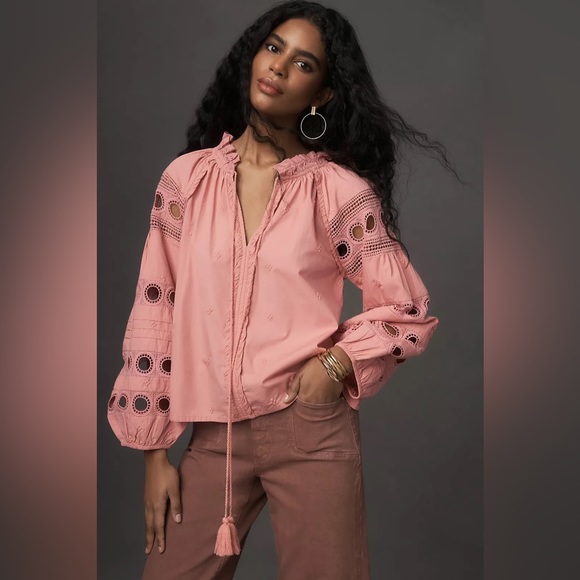 Anthropologie Tops - Anthropologie Forever That Girl Long-Sleeve V-Neck Peasant Blouse